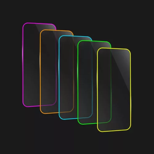 Folie sticla Apple iPhone 15 Pro Max, Luminous HD, margine fluorescenta, alba