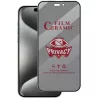 Folie de protectie Apple iPhone 15, Matte Privacy Ceramic, margini negre