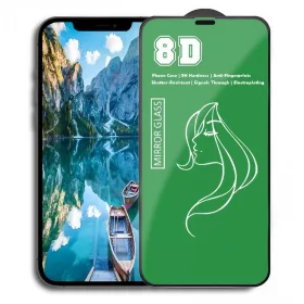   Folie de sticla Apple iPhone 15, Full Glue 8D Mirror Glass, reflexie verde, margini negre
