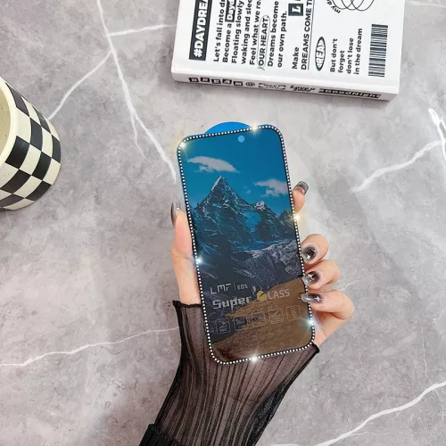 Folie sticla Apple iPhone 15 Plus, Full Glue ESD Privacy, pietricele decorative