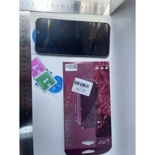 Folie sticla Apple iPhone 15 Plus, Full Glue ESD Privacy, pietricele decorative