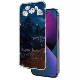   Folie sticla Apple iPhone 15 Pro Max, Full Glue ESD Privacy, pietricele decorative