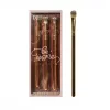 Set 3 Pensule de Machiaj, Portabile, pentru Fard de Ochi, din Par Sintetic Moale, Auriu, 16.5x6.5x1.6 cm