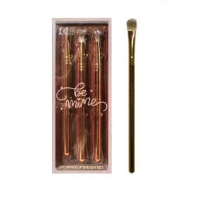   Set 3 Pensule de Machiaj, Portabile, pentru Fard de Ochi, din Par Sintetic Moale, Auriu, 16.5x6.5x1.6 cm