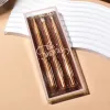 Set 3 Pensule de Machiaj, Portabile, pentru Fard de Ochi, din Par Sintetic Moale, Auriu, 16.5x6.5x1.6 cm