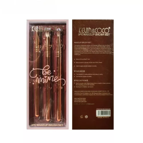 Set 3 Pensule de Machiaj, Portabile, pentru Fard de Ochi, din Par Sintetic Moale, Auriu, 16.5x6.5x1.6 cm
