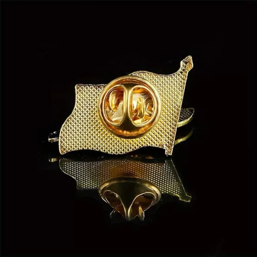 Insigna metalica "Romania", 20 x 20 mm, design steag