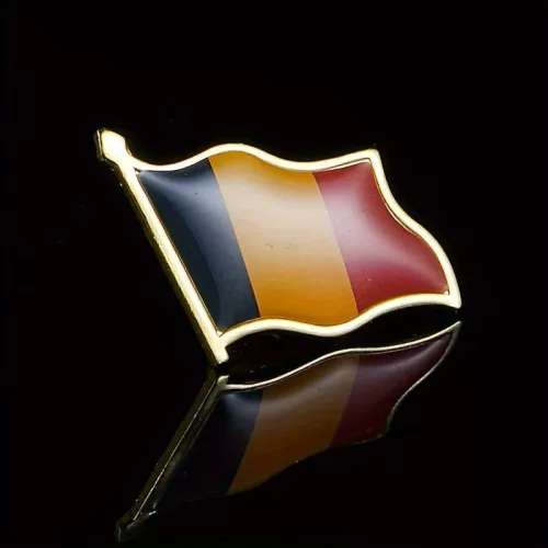 Insigna metalica "Romania", 20 x 20 mm, design steag