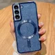 Husa Samsung Galaxy S24, Electroplating Magsafe Glitter TPU, protectii lentile camere, albastru marin