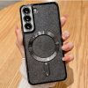 Husa Samsung Galaxy S24 Plus (S24+), Electroplating Magsafe Glitter TPU, protectii lentile camere, neagra