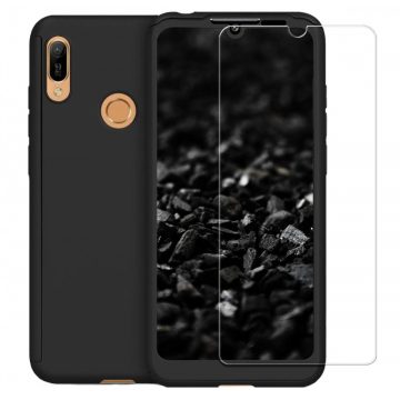   Husă Full Cover 360° pentru Huawei Y6 2019 / Y6s 2019 (față + spate + sticlă), neagra