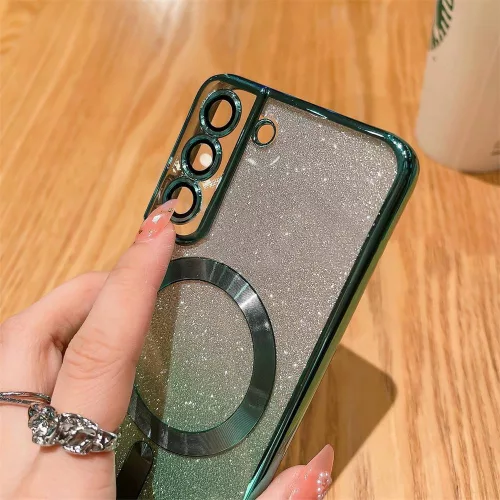 Husa Samsung Galaxy S23 Ultra, Electroplating Magsafe Glitter TPU, protectii lentile camere, neagra