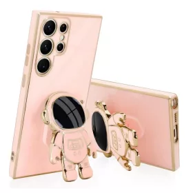   Husa Samsung Galaxy S24 Ultra, Astronaut Case, protectie camera, functie stand expunere, roz