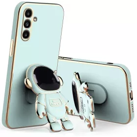   Husa Samsung Galaxy A15, Astronaut Case, protectie camera, functie stand expunere, albastru mint