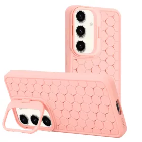   Husa Samsung Galaxy S24, HoneyComb Bracket, functie stand, roz pal