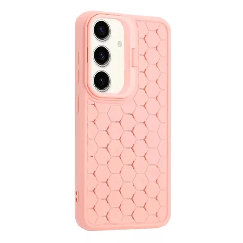 Husa Samsung Galaxy S24, HoneyComb Bracket, functie stand, roz pal