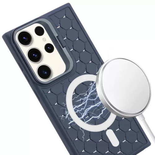 Husa Samsung Galaxy S24 Ultra, HoneyComb Bracket, functie stand, albastru inchis