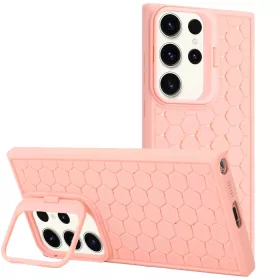   Husa Samsung Galaxy S23 Ultra, HoneyComb Bracket, functie stand, roz pal