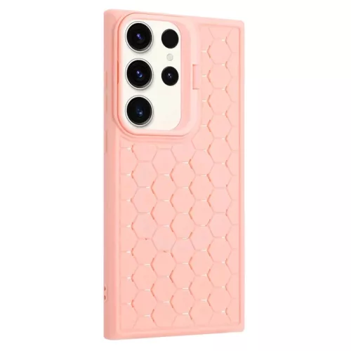 Husa Samsung Galaxy S23 Ultra, HoneyComb Bracket, functie stand, roz pal