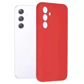   Husa Samsung Galaxy A55, Luxury Silicone, protectie camera, catifea in interior, rosie