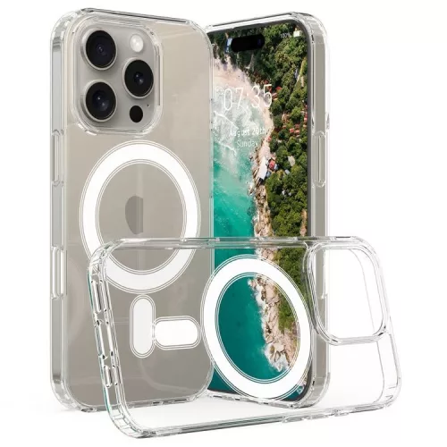 Husa protectie Apple iPhone 16 Pro, Magsafe, SnapOn, AntiDrop, Acryl+TPU, transparenta