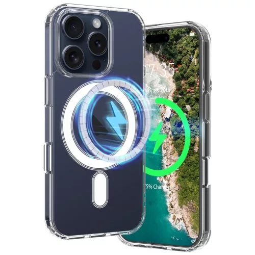 Husa protectie Apple iPhone 16 Pro, Magsafe, SnapOn, AntiDrop, Acryl+TPU, transparenta