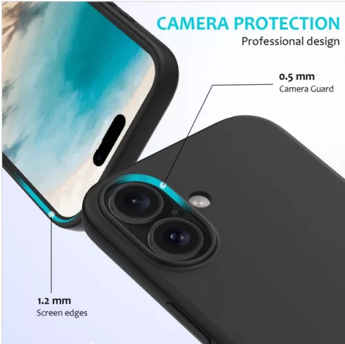 Husa Apple iPhone 16 Plus, Luxury Silicone, catifea in interior, neagra