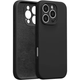   Husa Apple iPhone 16 Pro, Luxury Silicone, catifea in interior, protectie camere, neagra