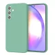 Husa Samsung Galaxy A55, Luxury Silicone, protectie camera, catifea in interior, verde deschis