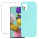 Set folie si husa Samsung Galaxy A52 , sticla transparenta si Matt TPU, turcoaz