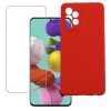 Set folie si husa Samsung Galaxy A52/A52s, sticla transparenta si Matt TPU, rosu