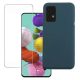 Set folie si husa Samsung Galaxy A51, sticla transparenta si Matt TPU, albastru inchis