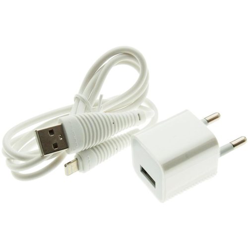 Incarcator casa WUW-T18 BLISTER, 1 port USB, 1A, cablu Lightning inclus, alb