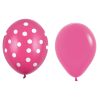 Set 10 Baloane din Latex, Model Party cu Buline si Simple, 30 cm, Fucsia, 2.8 g