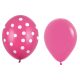 Set 10 Baloane din Latex, Model Party cu Buline si Simple, 30 cm, Fucsia, 2.8 g