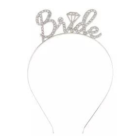   Coronita pentru mireasa, bentita cu text "Bride", cu cristale, marime universala, alba