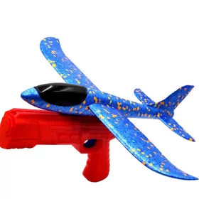   Pistol cu lansator de avion, pistol rosu/avion albastru, 38 cm