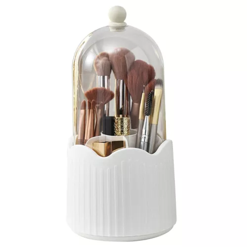 Cutie pentru Depozitarea Pensulelor de Machiaj, Rotativa, Plastic, 36 cm x 13 cm, Alb