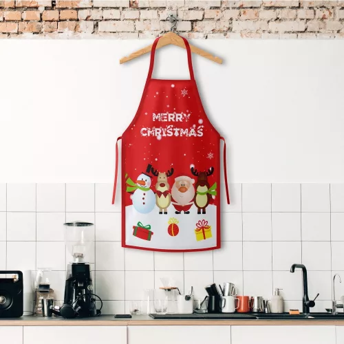 Sort de bucatarie decorativ, tema Craciun, 50 x 70 cm, model Merry Christmas