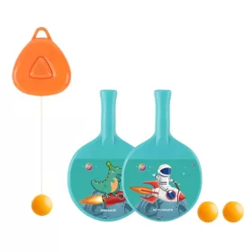   Set 2 palete de tenis de masa / ping pong copii, accesoriu de agatat si 2 mingii incluse, albastre