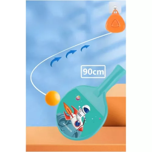 Set 2 palete de tenis de masa / ping pong copii, accesoriu de agatat si 2 mingii incluse, albastre