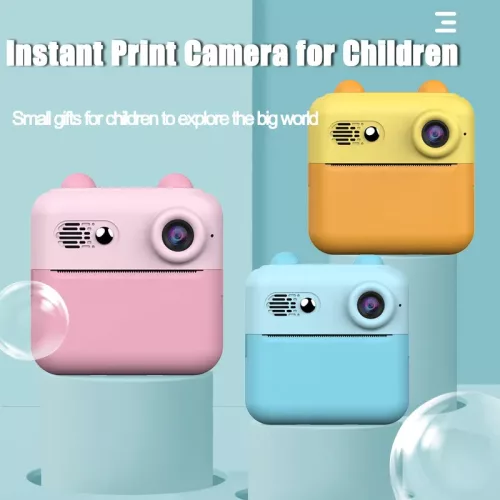 Aparat foto, camera video Full HD pentru copii IDK-A22, imprimanta termica incorporata, roz