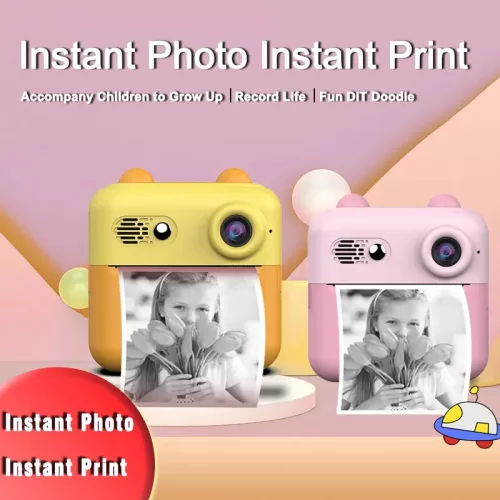Aparat foto, camera video Full HD pentru copii IDK-A22, imprimanta termica incorporata, roz