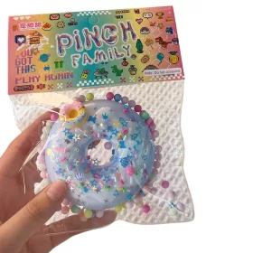 Jucarie tip Taba Squishy, gogoasa, 6 x 6 cm 90 gr, albastra