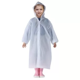   Pelerina de ploaie pentru copii, 100 - 145 cm, din EVA, inchidere cu capse, alba