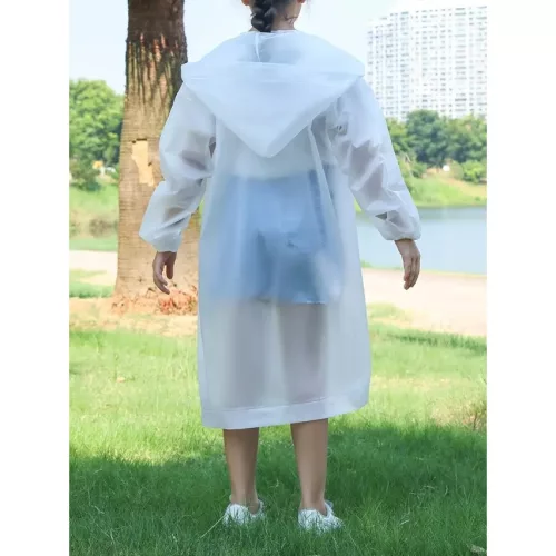 Pelerina de ploaie pentru copii, 100 - 145 cm, din EVA, inchidere cu capse, alba