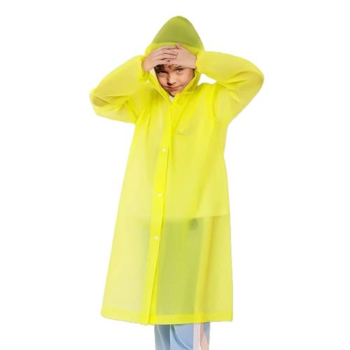 Pelerina de ploaie pentru copii, 100 - 145 cm, din EVA, inchidere cu capse, galbena