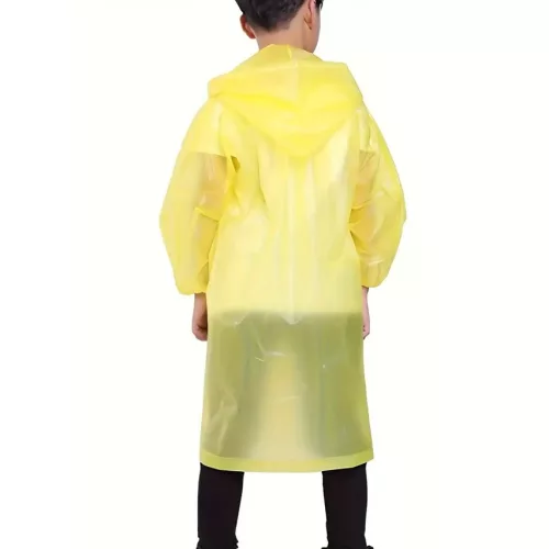 Pelerina de ploaie pentru copii, 100 - 145 cm, din EVA, inchidere cu capse, galbena