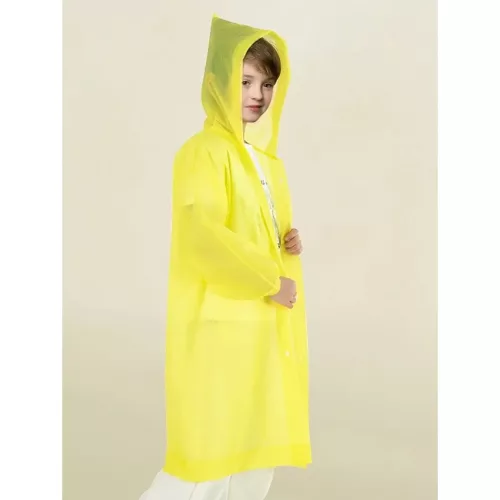 Pelerina de ploaie pentru copii, 100 - 145 cm, din EVA, inchidere cu capse, galbena