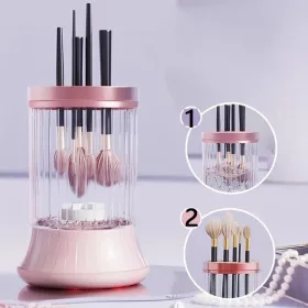   Dispozitiv Portabil de Curatare a Pensulelor de Machiaj,  pentru Pensule de Diferite Dimensiuni, 5V, 7000RPM, Vibratii Sonice, USB Type C, 9x9x16 cm, Roz